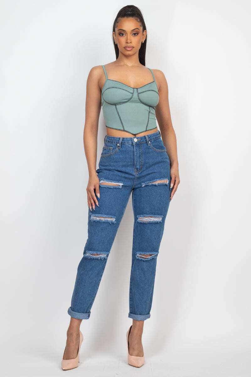 Bustier Sleeveless Ribbed Top - The Diva Goddess