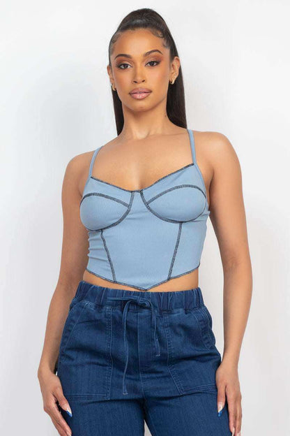 Bustier Sleeveless Ribbed Top - The Diva Goddess