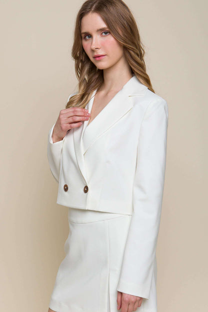 Button Crop Blazer - The Diva Goddess