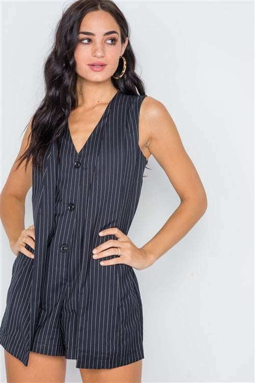 Button Down Sleeveless Romper - The Diva Goddess