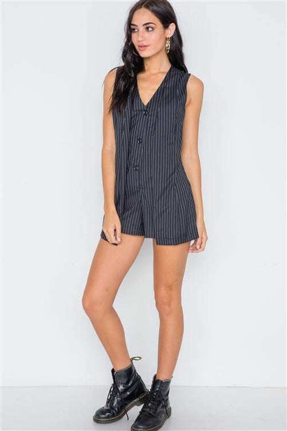 Button Down Sleeveless Romper - The Diva Goddess