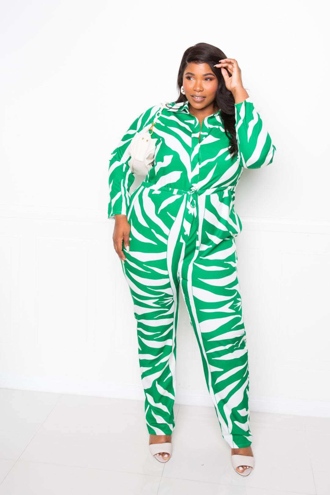 Button Up Long Sleeve  Jumpsuit - The Diva Goddess