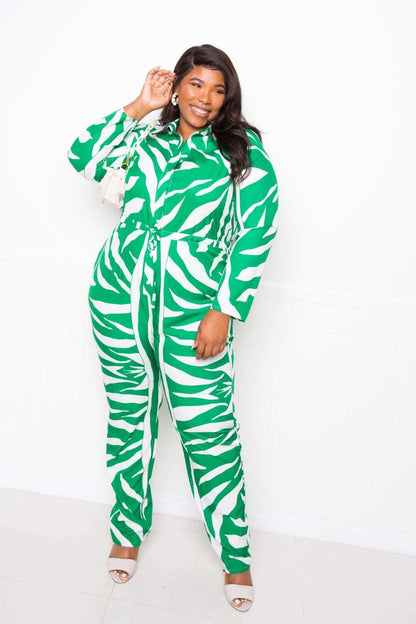 Button Up Long Sleeve  Jumpsuit - The Diva Goddess