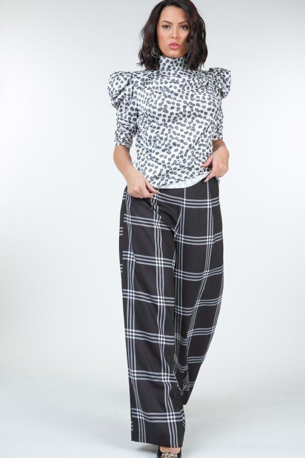 Plaid Wide Leg Pants