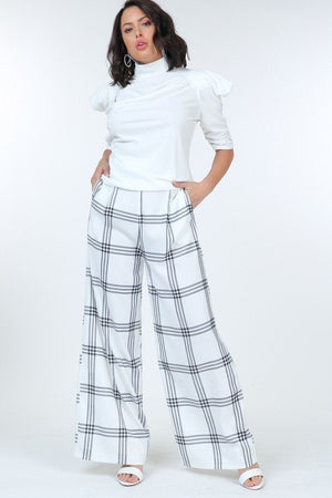 Plaid Wide Leg Pants