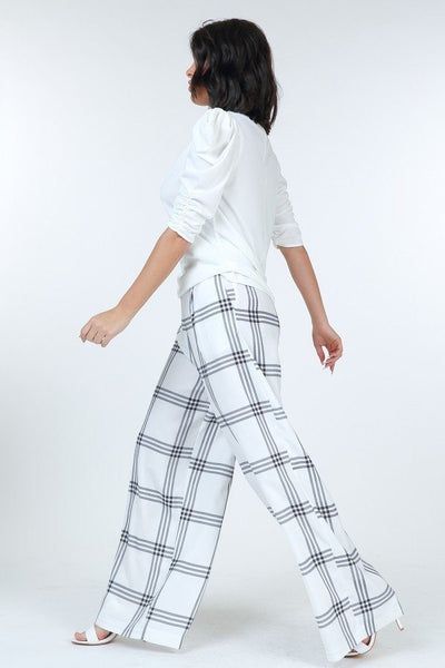 Plaid Wide Leg Pants