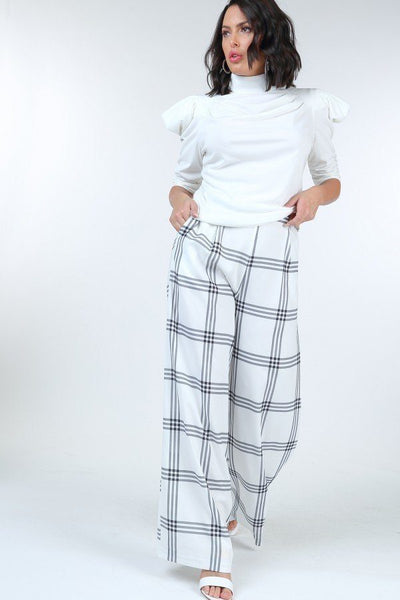 Plaid Wide Leg Pants