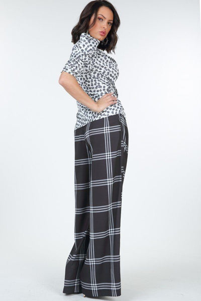 Plaid Wide Leg Pants