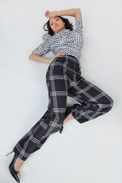 Plaid Wide Leg Pants