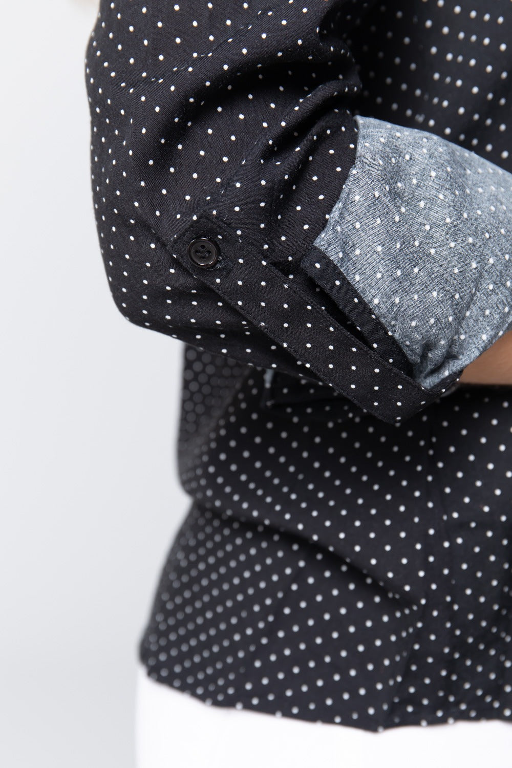 3/4 Roll Up Sleeve Dot Print Shirt