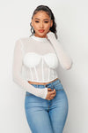 Sexy Mesh Mock Neck Top