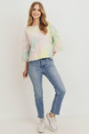 Tie Dyed 3/4 Sleeve Round Neck Top