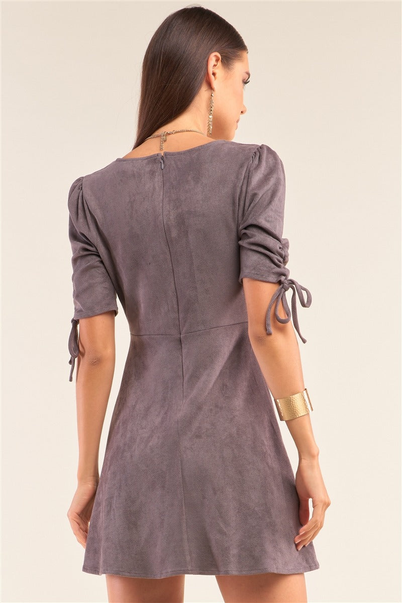 Grey suede mini dress