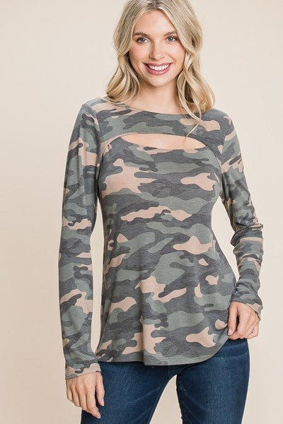 Camo printed top