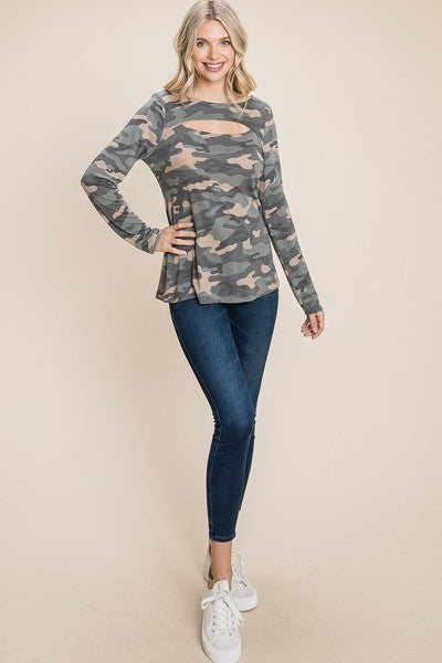 Camo Printed Top