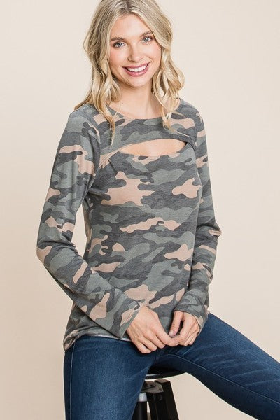 Camo Printed Top