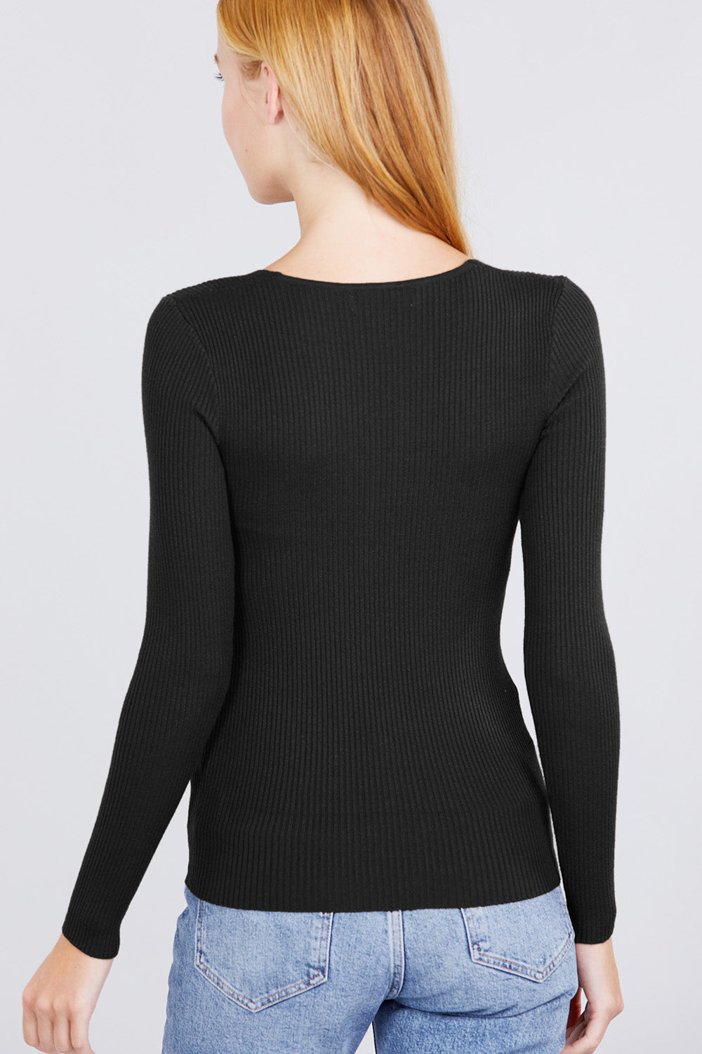 V-neck Viscose Rib Sweater