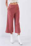 Dusty Rose Pink Cotton Pinstripe Gaucho Pants