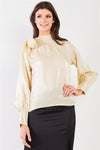 El Mirage Chiffon Bishop Sleeve Tie-neck Blouse Top