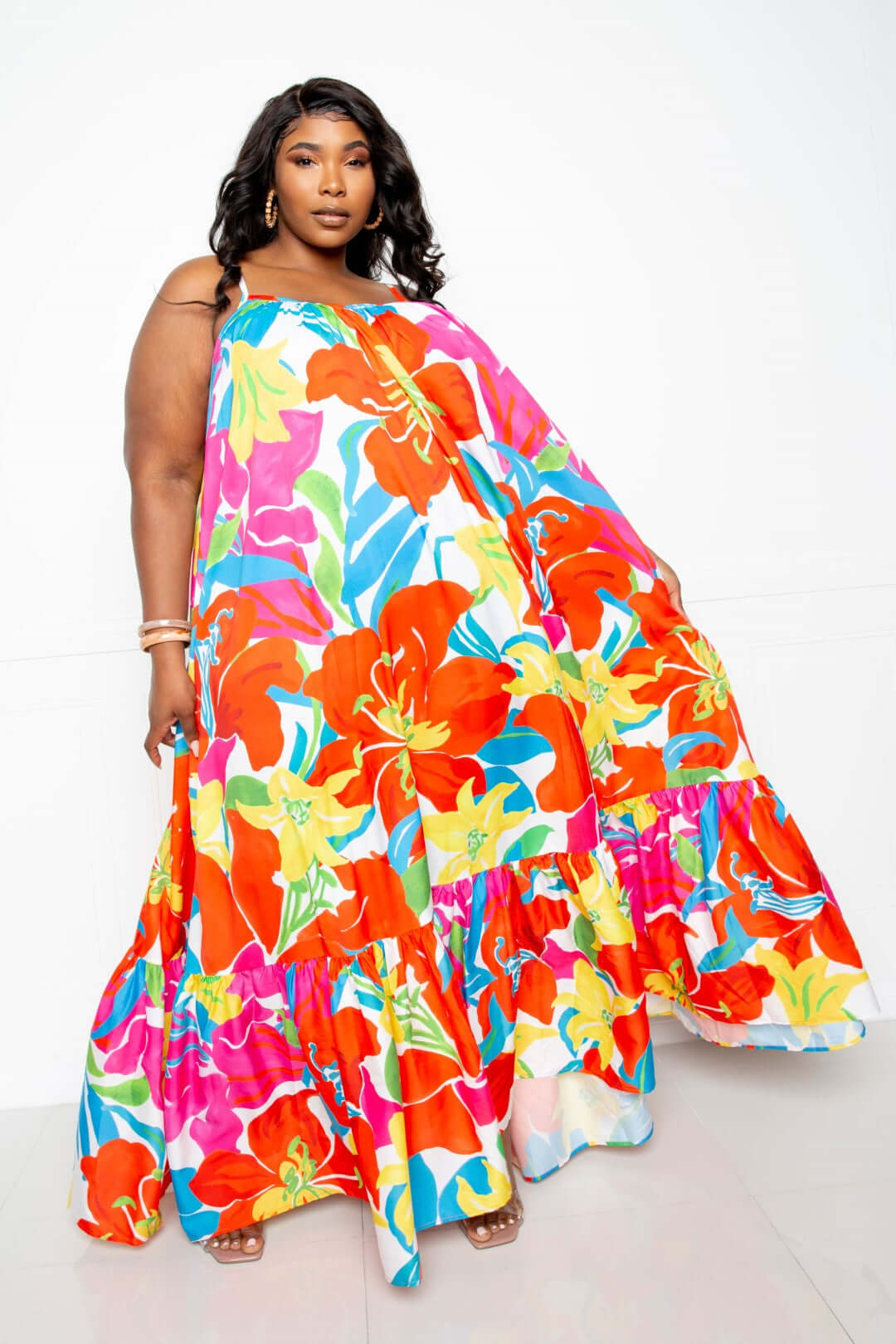 Printed Voluminous Maxi Dress - The Diva Goddess