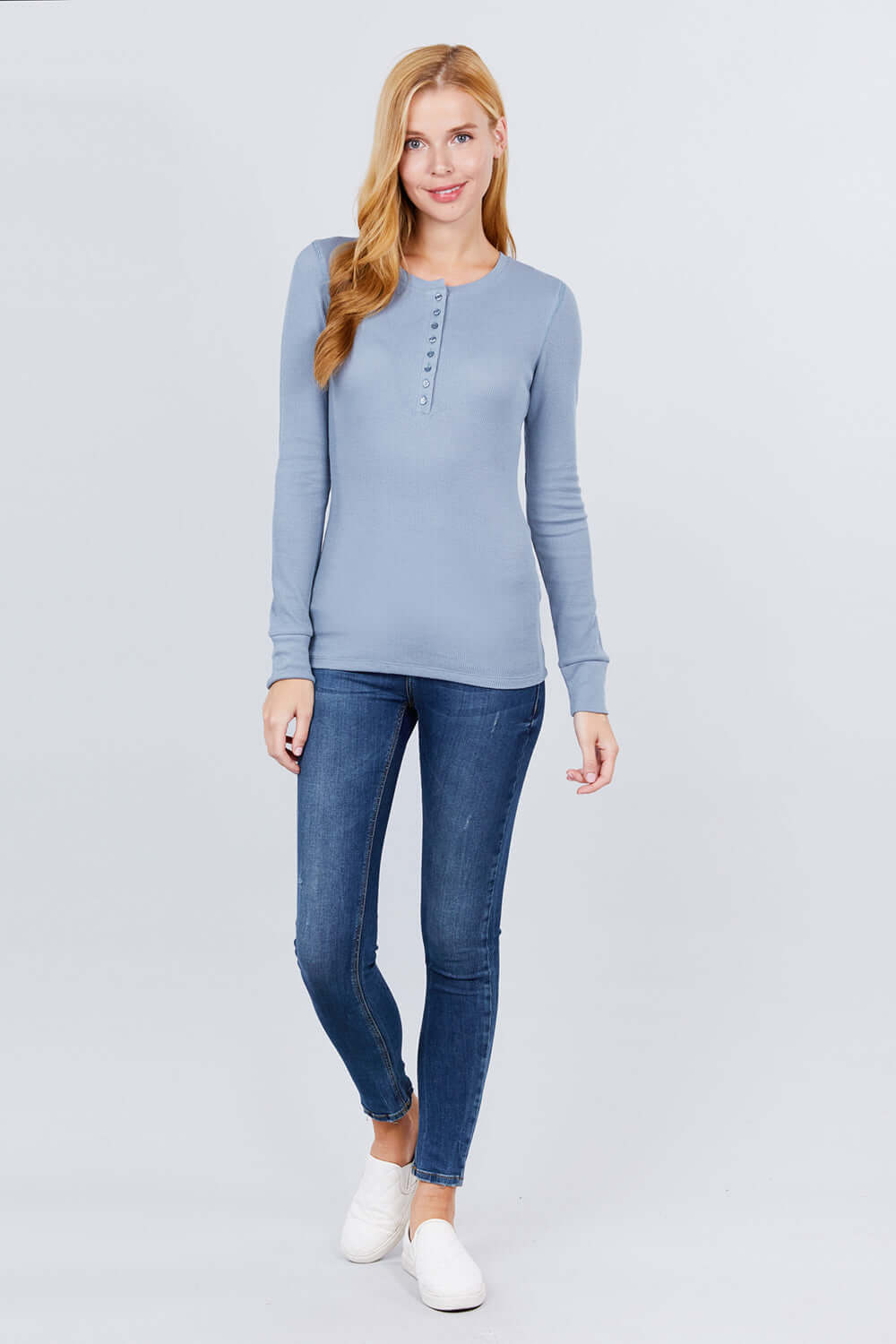 Long Slv Henley Thermal Top - The Diva Goddess