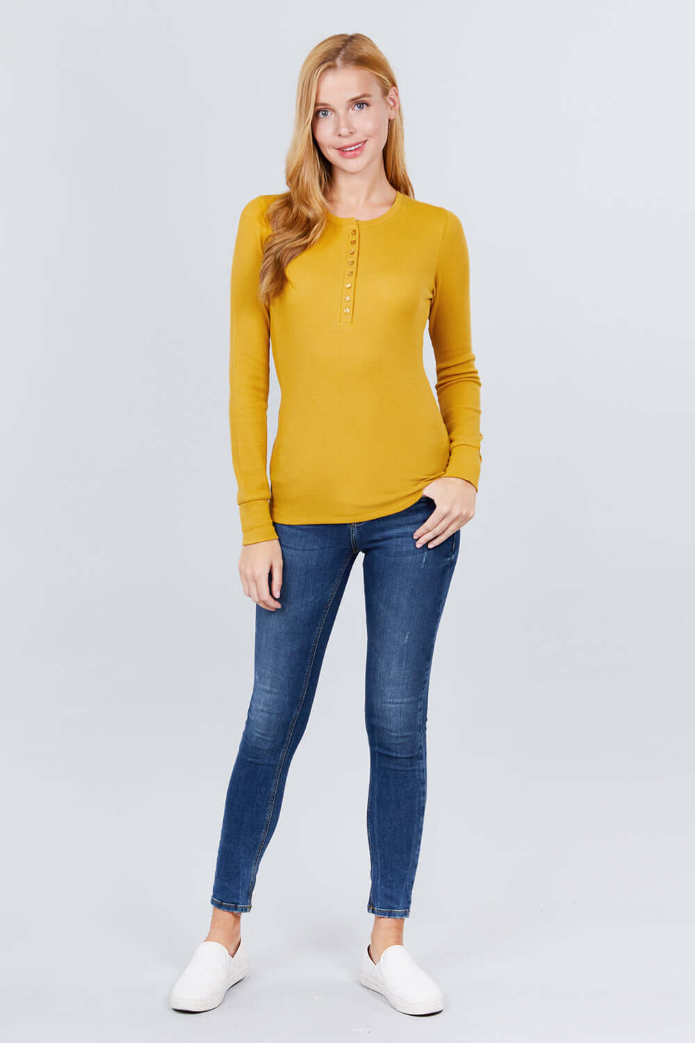 Long Slv Henley Thermal Top - The Diva Goddess