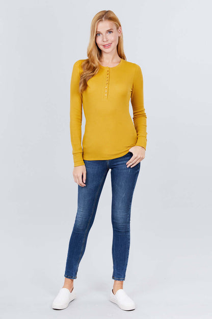 Long Slv Henley Thermal Top - The Diva Goddess