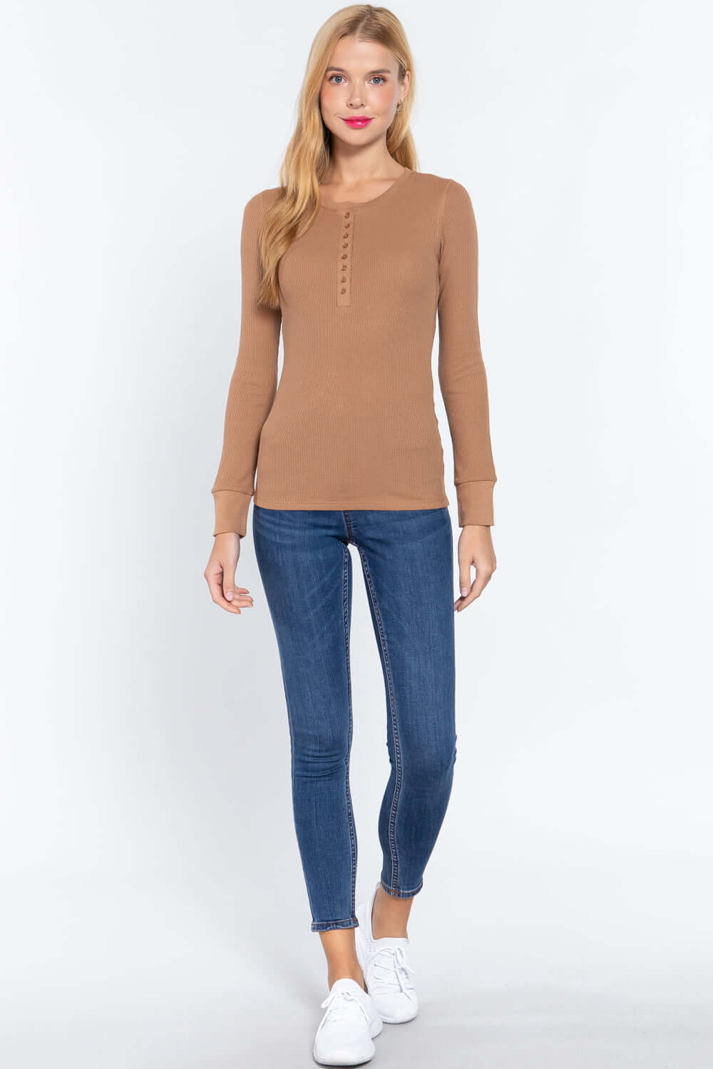 Long Slv Henley Thermal Top - The Diva Goddess