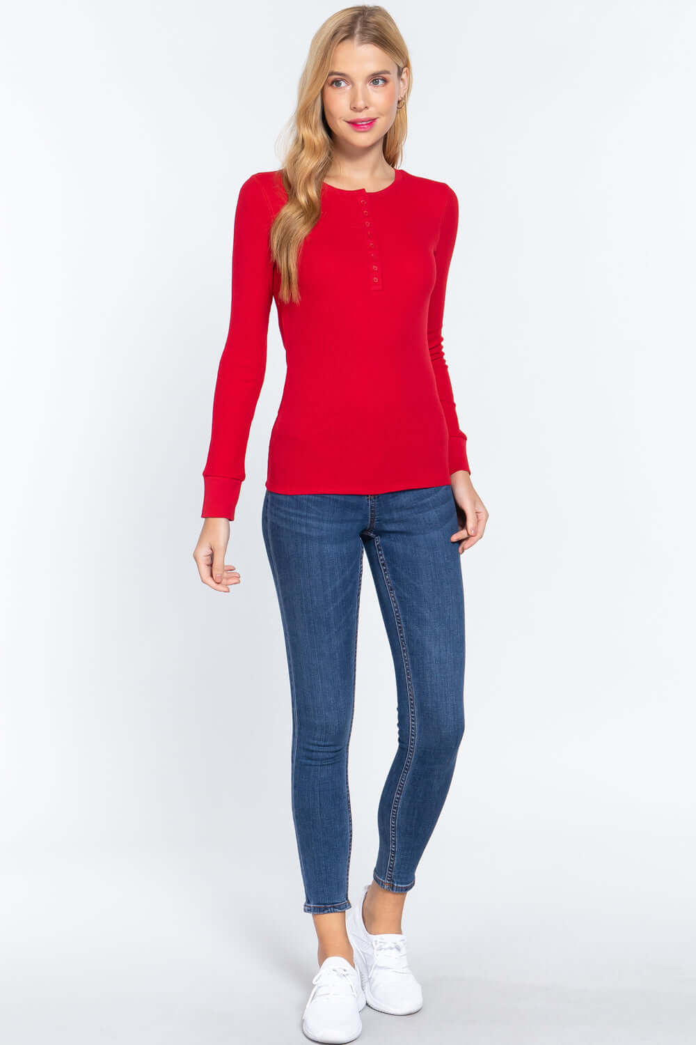 Long Slv Henley Thermal Top - The Diva Goddess