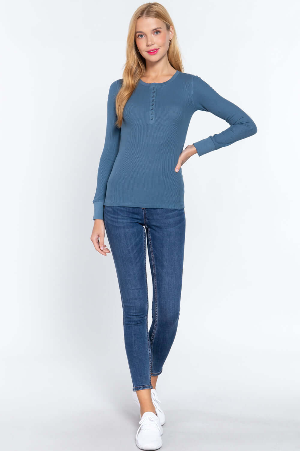 Long Slv Henley Thermal Top - The Diva Goddess