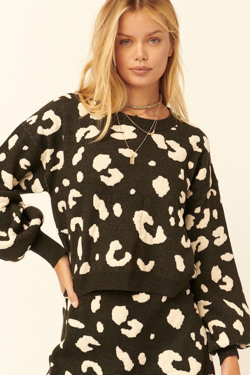 A Leopard Print Pullover Sweater - The Diva Goddess