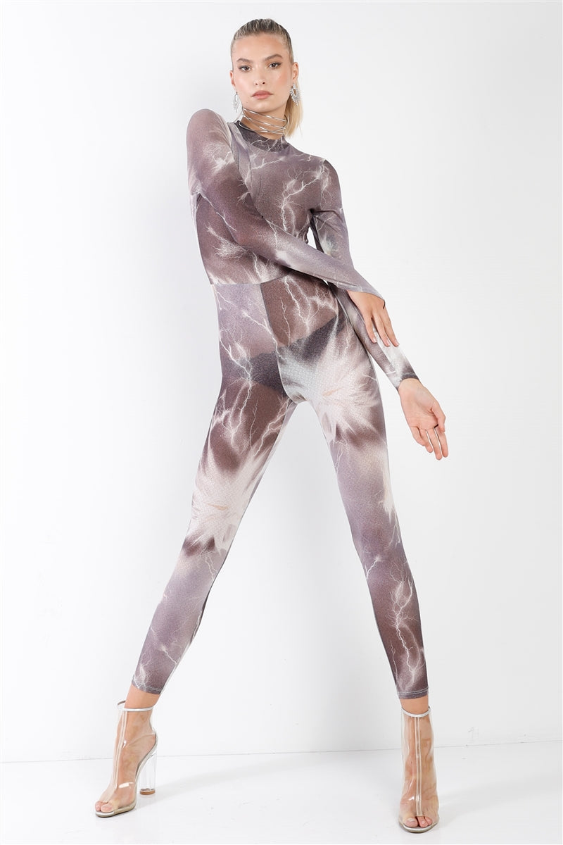 Lightning print catsuit