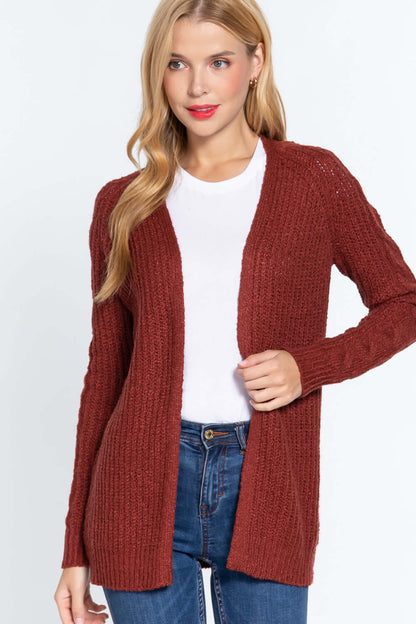 Long Slv Open Front Sweater Cardigan - The Diva Goddess