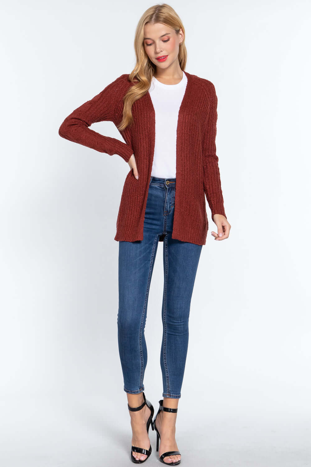 Long Slv Open Front Sweater Cardigan - The Diva Goddess