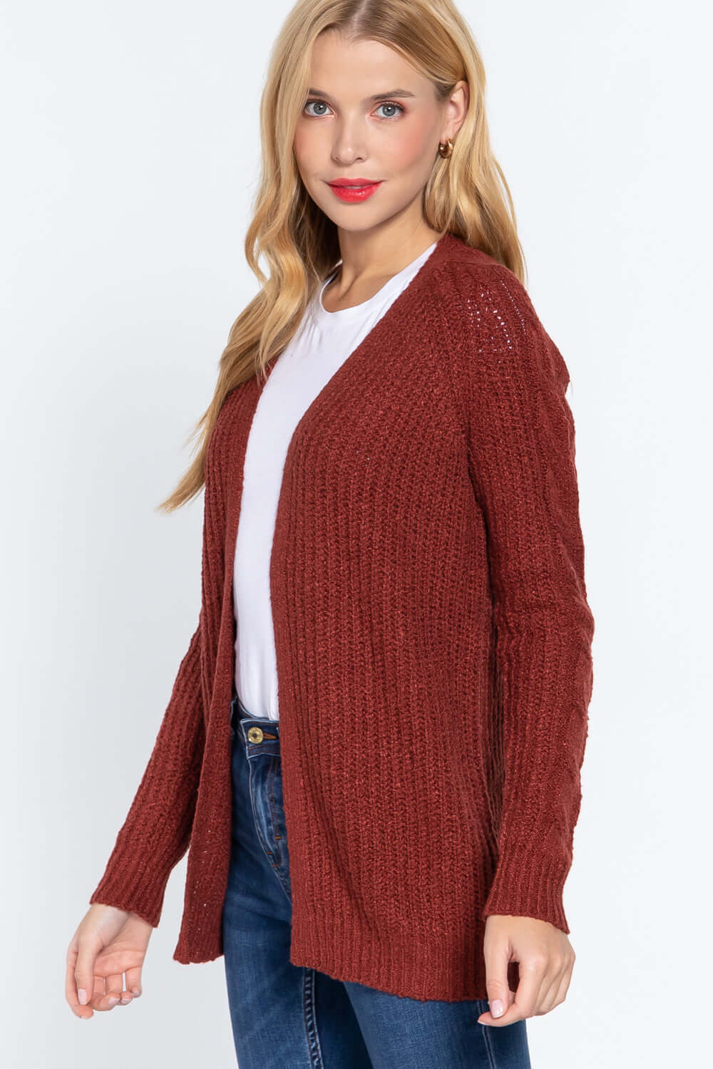 Long Slv Open Front Sweater Cardigan - The Diva Goddess