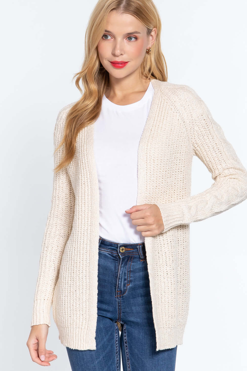 Long Slv Open Front Sweater Cardigan - The Diva Goddess