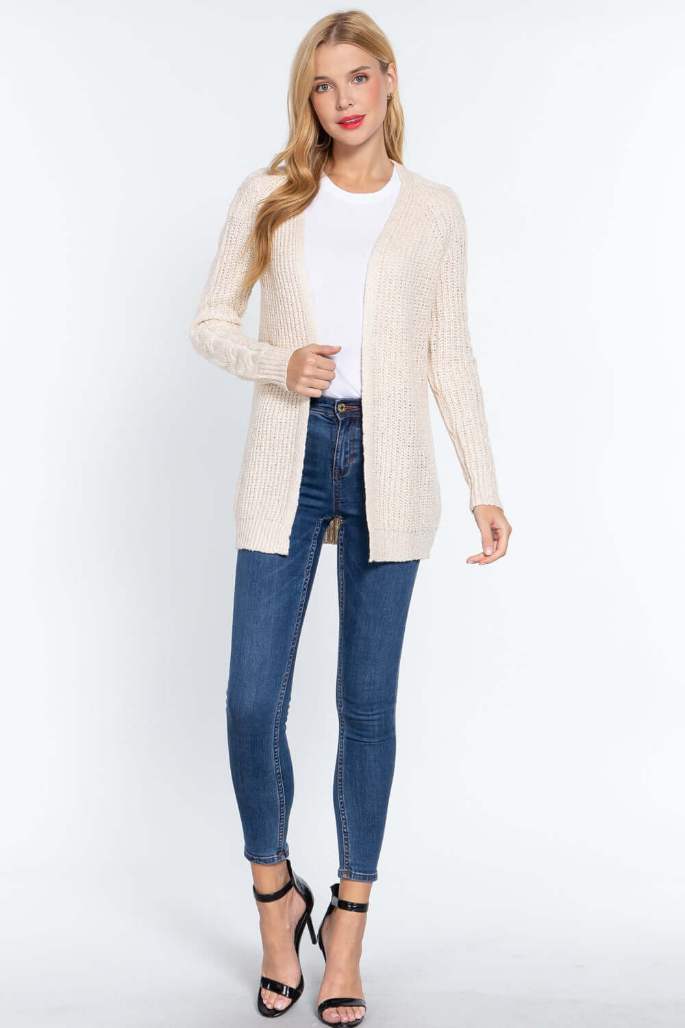 Long Slv Open Front Sweater Cardigan - The Diva Goddess