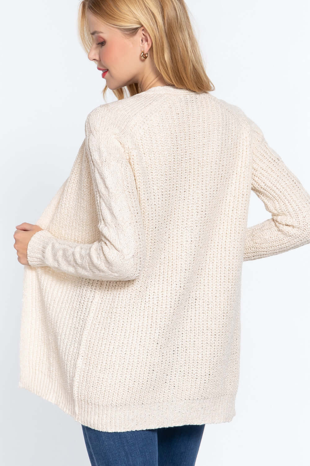 Long Slv Open Front Sweater Cardigan - The Diva Goddess