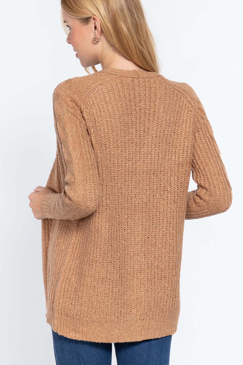 Long Slv Open Front Sweater Cardigan - The Diva Goddess