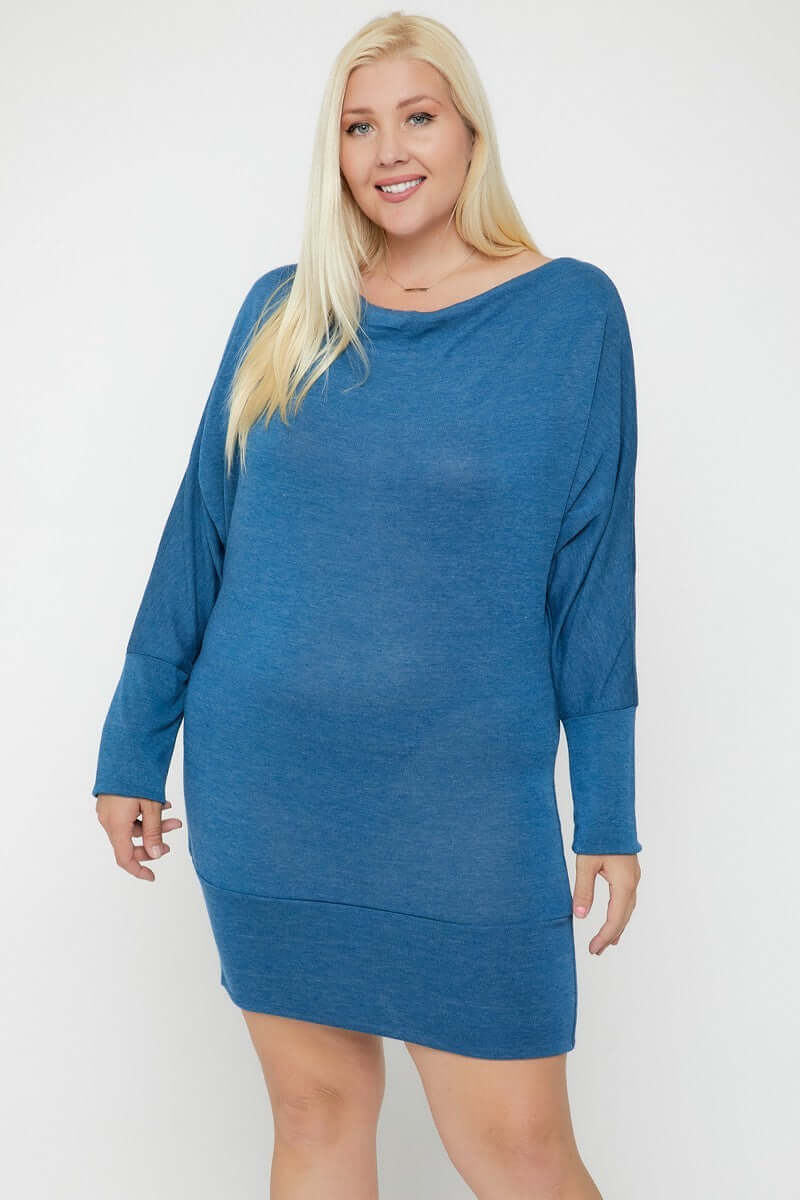 Draped Neck Long Sleeve Dress - The Diva Goddess