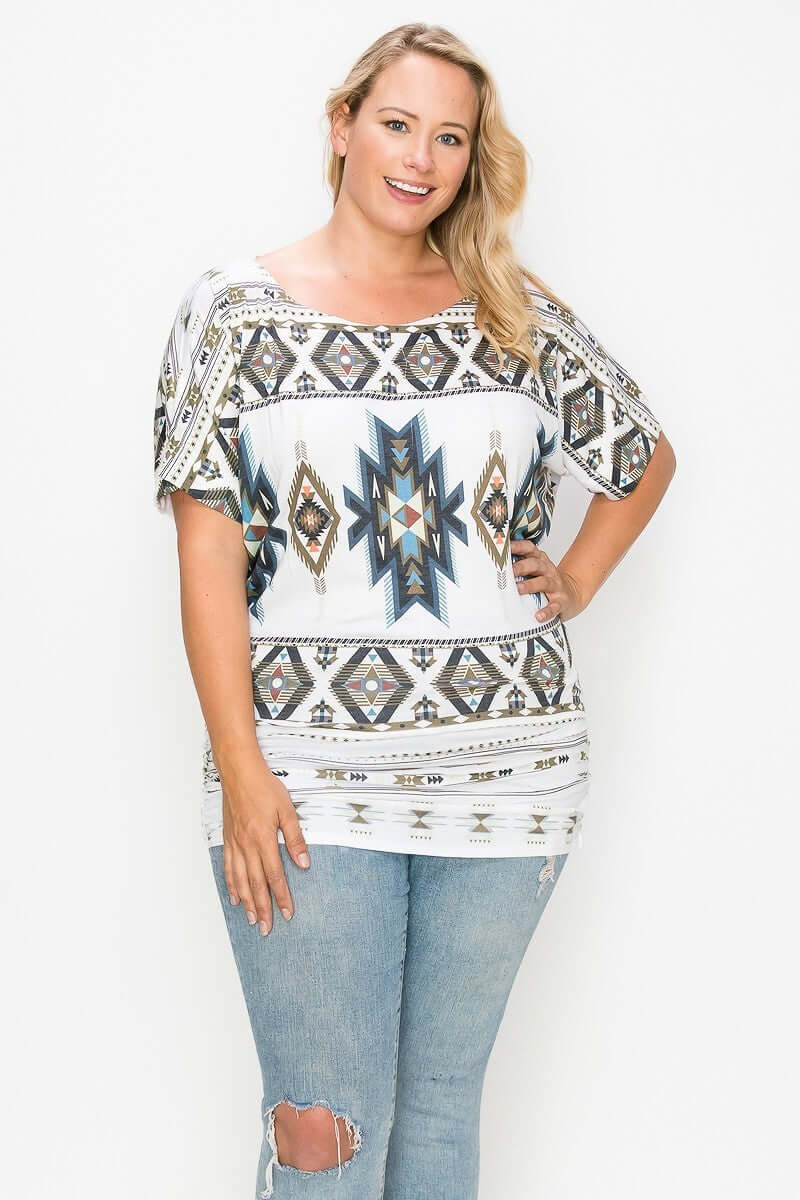 Geometric-tribal Sublimation Print Top - The Diva Goddess