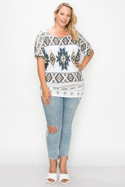 Geometric-tribal Sublimation Print Top - The Diva Goddess