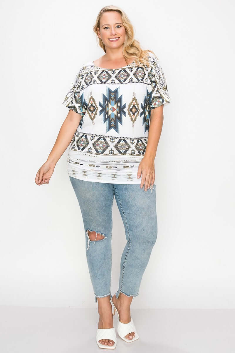 Geometric-tribal Sublimation Print Top - The Diva Goddess