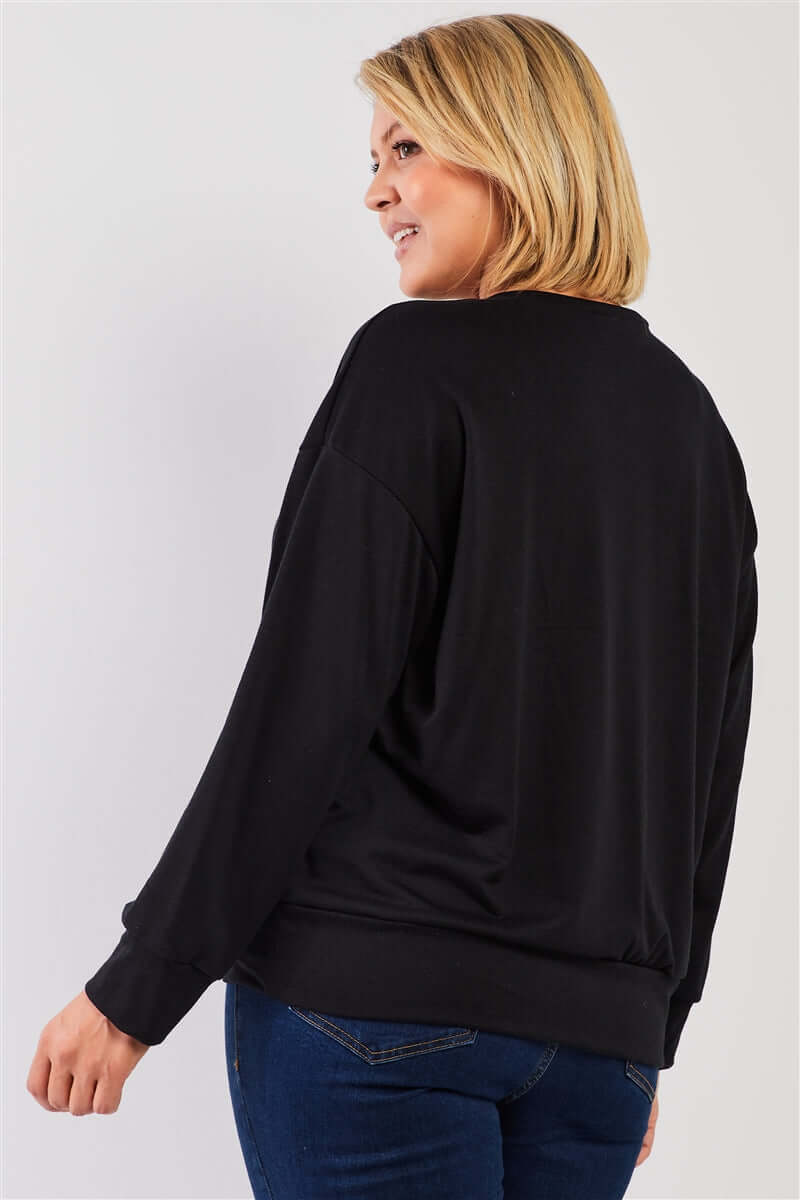 Black "monday Sunday" Print Long Sleeve Relaxed Sweatshirt Top - The Diva Goddess