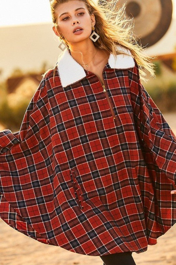 Mock neck poncho