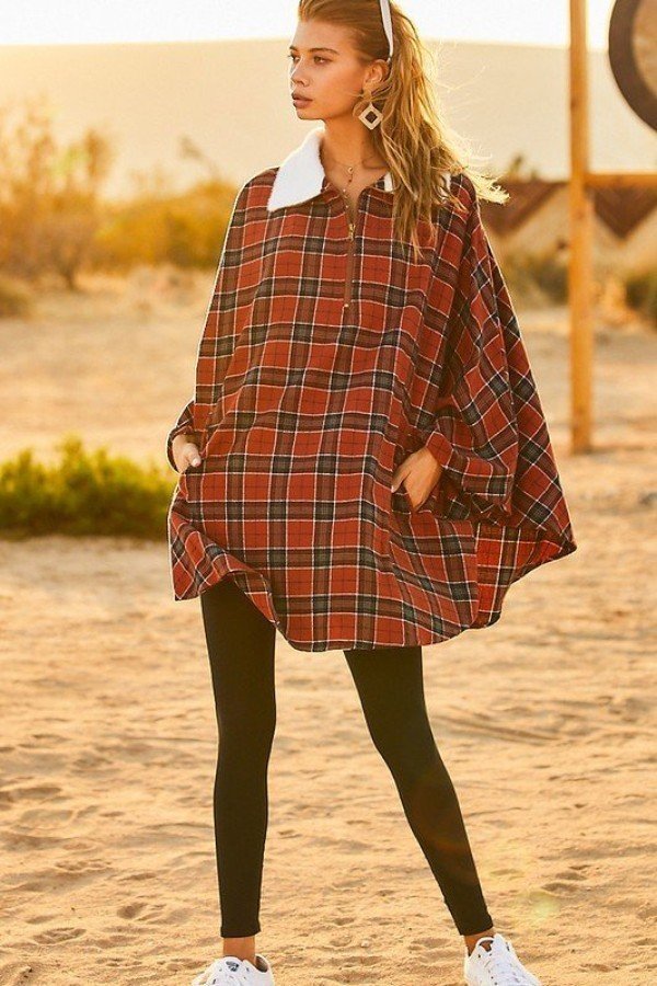 Mock neck poncho