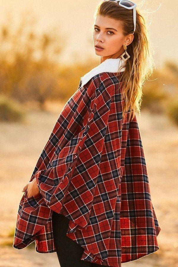 Mock neck poncho