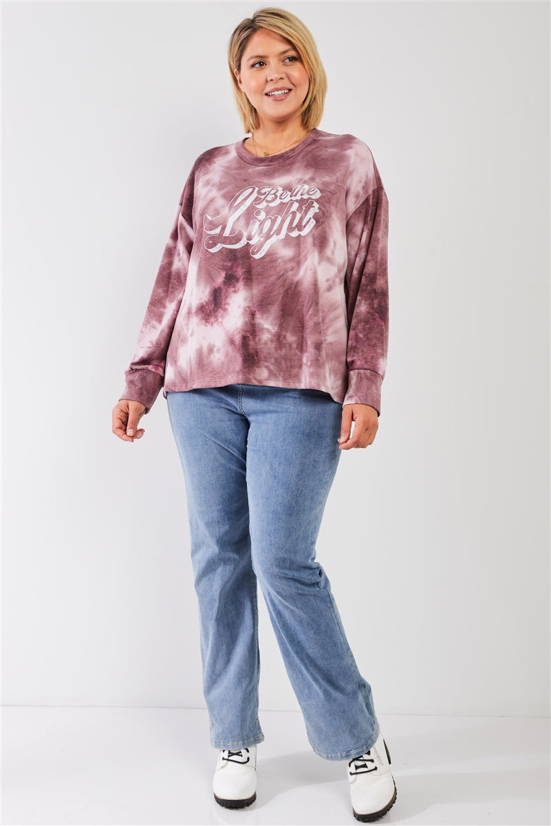 Mauve & Purple Tie-dye Graphic Print Sweatshirt