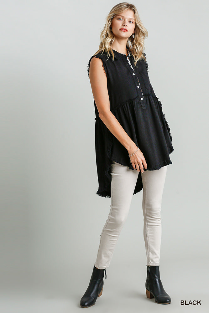 Frayed Round Hem Tunic