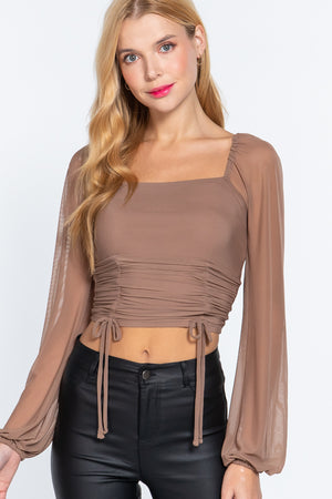 Ruched long sleeve top